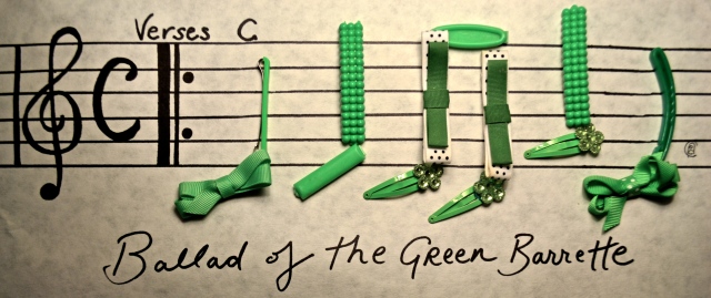 "SIGHT READING IS TOUGH, PILGRIM!" - An artist rendering of the original score from "The Ballad of the Green Barrette"